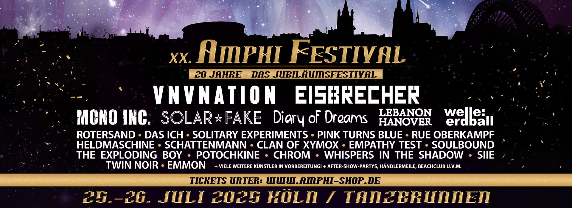 Amphi-Festival Köln 2026 Tanzbrunnen mit VNV Nation und Eisbrecher