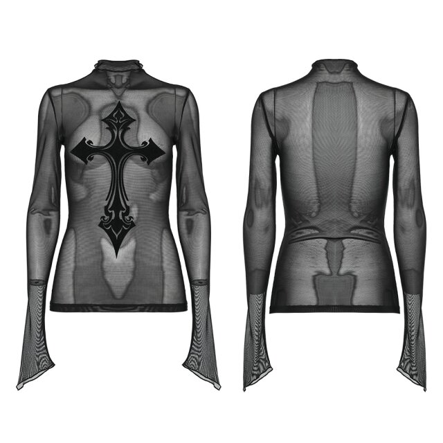 PUNK RAVE mesh shirt with large cross