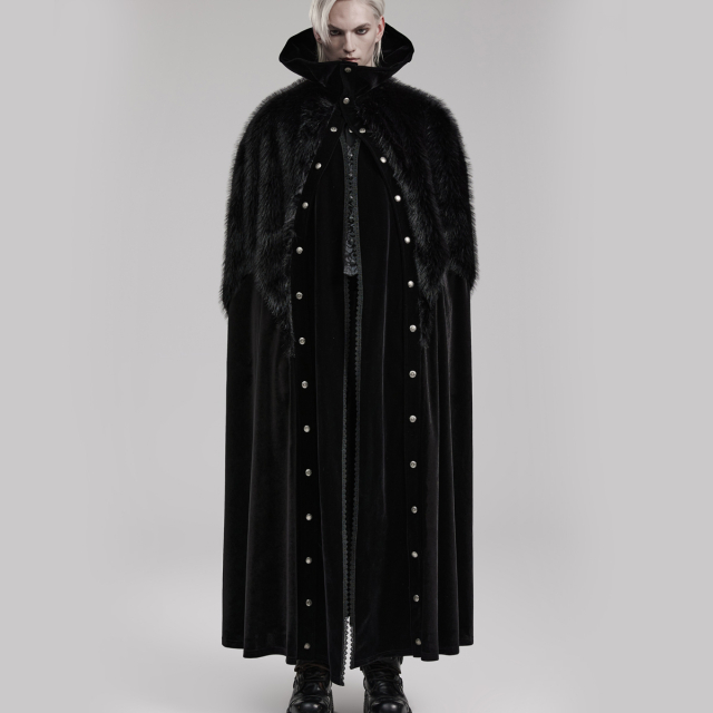 Long PUNK RAVE cape Konstantin with fur cape