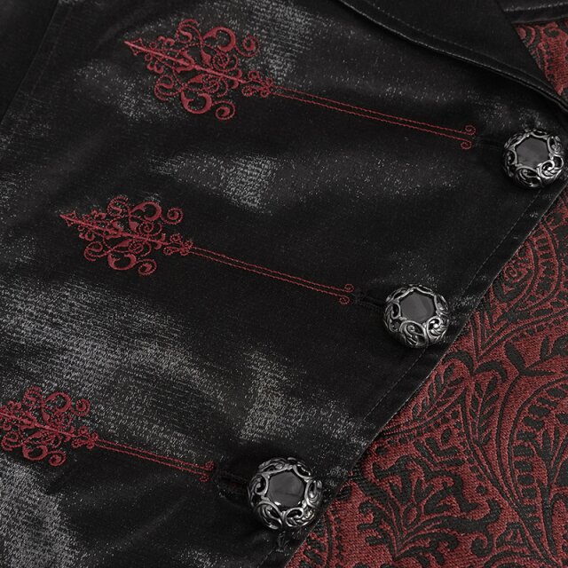 Viktorianische Weste Timeless in schwarz mit rot 4XL