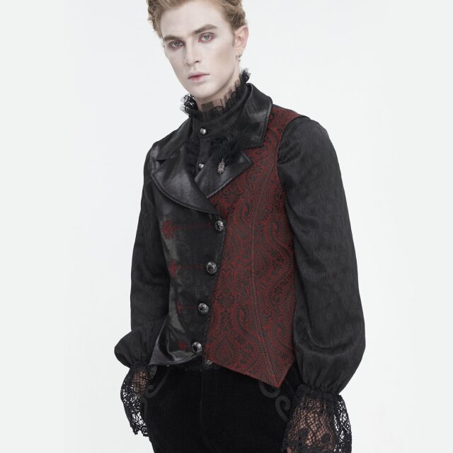 Viktorianische Weste Timeless in schwarz mit rot S