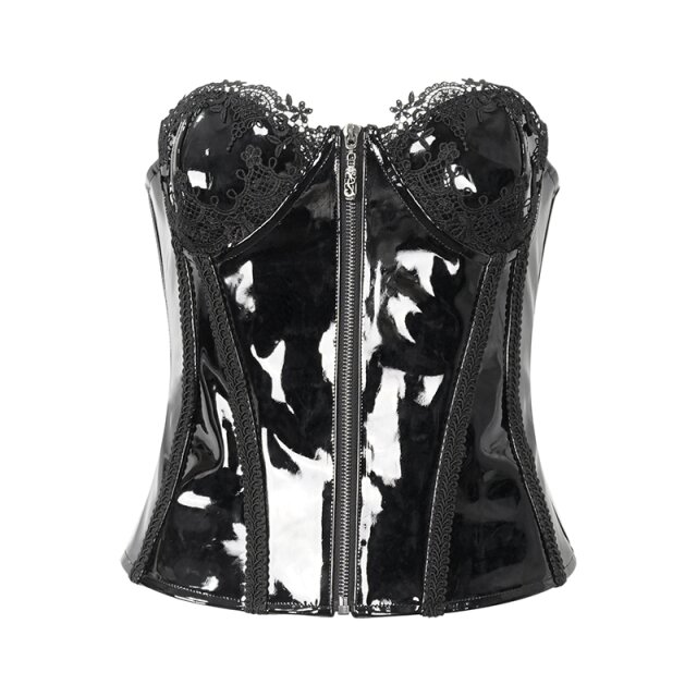 Devil Fashion Gothic Lack-Korsage Moon Sparkle mit Spitzenborte L