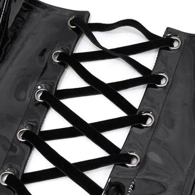 Devil Fashion Gothic Lack-Korsage Moon Sparkle mit Spitzenborte L