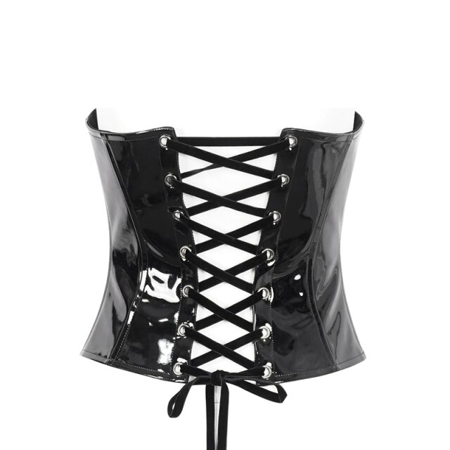 Devil Fashion Gothic Lack-Korsage Moon Sparkle mit Spitzenborte L