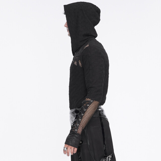 End-time punk hoodie Sleepwalker with mesh and straps