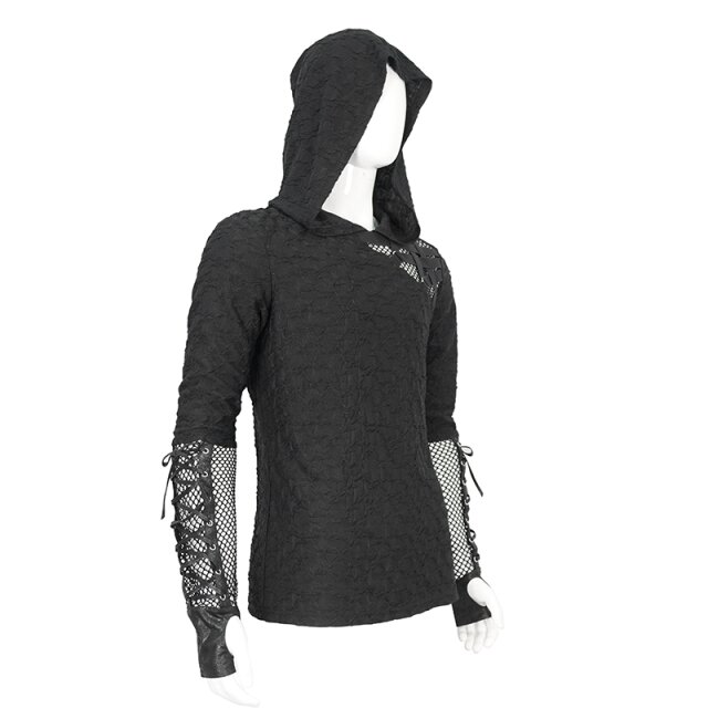 End-time punk hoodie Haunted Nights with mesh and straps