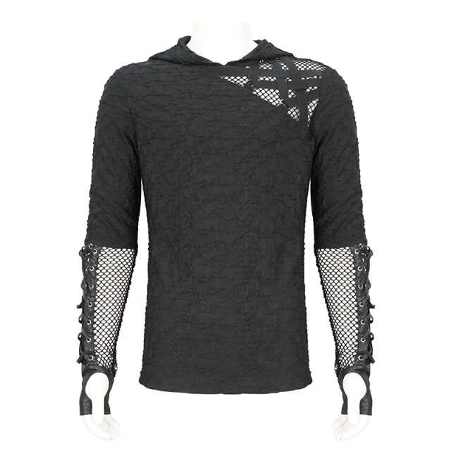 End-time punk hoodie Haunted Nights with mesh and straps