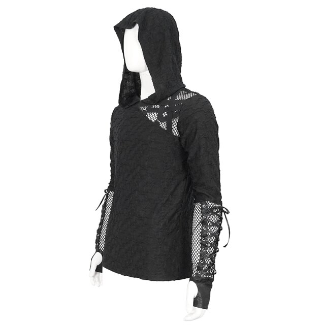 End-time punk hoodie Haunted Nights with mesh and straps