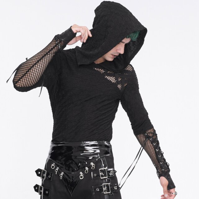 End-time punk hoodie Haunted Nights with mesh and straps