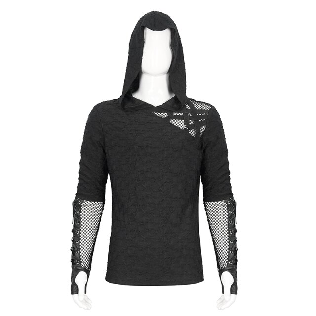 Endzeit Punk Hoodie Haunted Nights mit Netz und Riemen 4XL