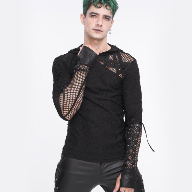 Endzeit Punk Hoodie Haunted Nights mit Netz und Riemen 4XL