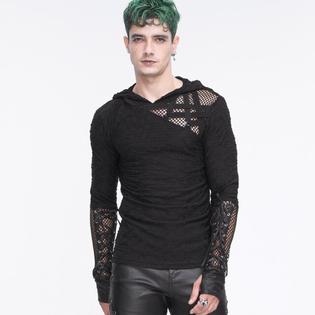 End-time punk hoodie Haunted Nights with mesh and straps