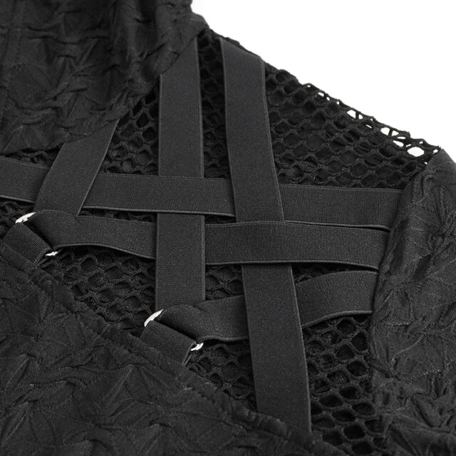 End-time punk hoodie Haunted Nights with mesh and straps