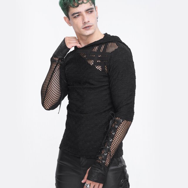 End-time punk hoodie Haunted Nights with mesh and straps