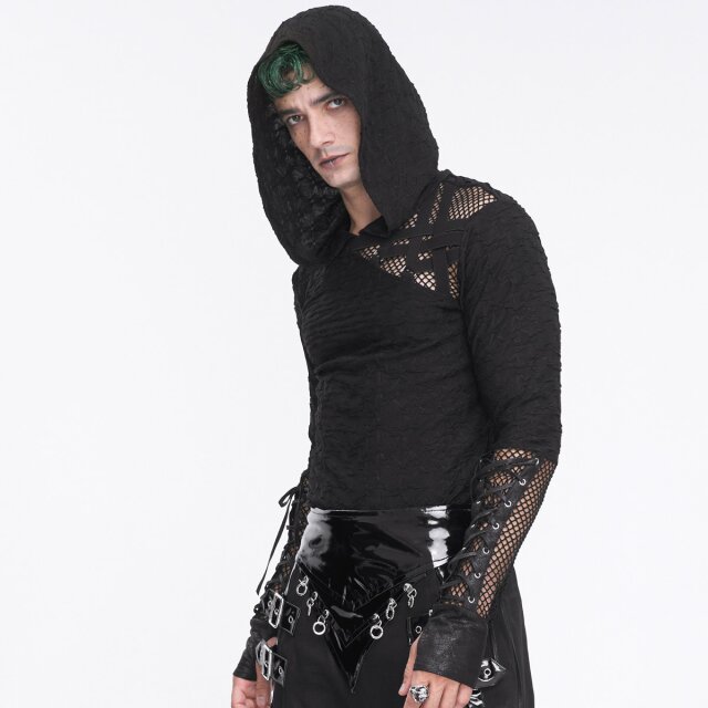 End-time punk hoodie Haunted Nights with mesh and straps