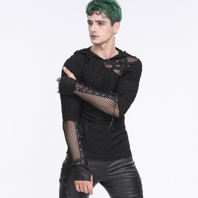 End-time punk hoodie Haunted Nights with mesh and straps