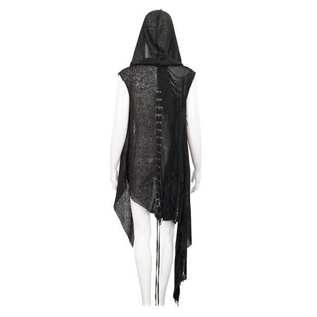 Sleeveless cardigan Pray for Salvation with long tails