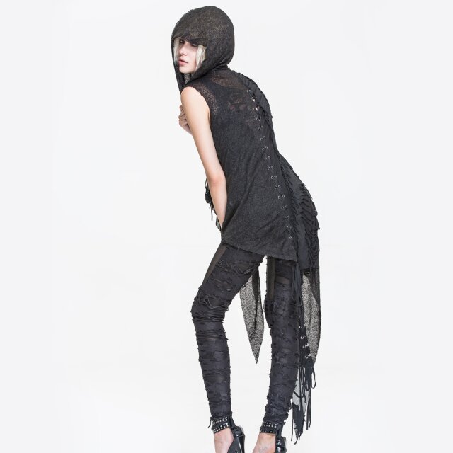 Sleeveless cardigan Pray for Salvation with long tails