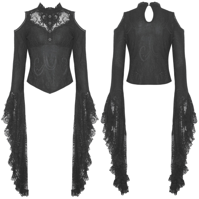 Gothic shirt Serenata with cut-outs and XXL trumpet sleeves