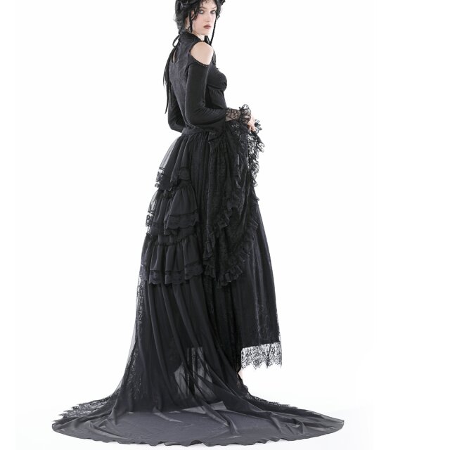 Gothic Blusenshirt Serenata dOmbra mit Cut-Outs und XXL-Trompetenärmeln