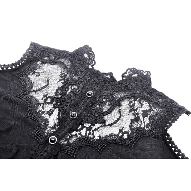 Gothic Blusenshirt Serenata dOmbra mit Cut-Outs und XXL-Trompetenärmeln