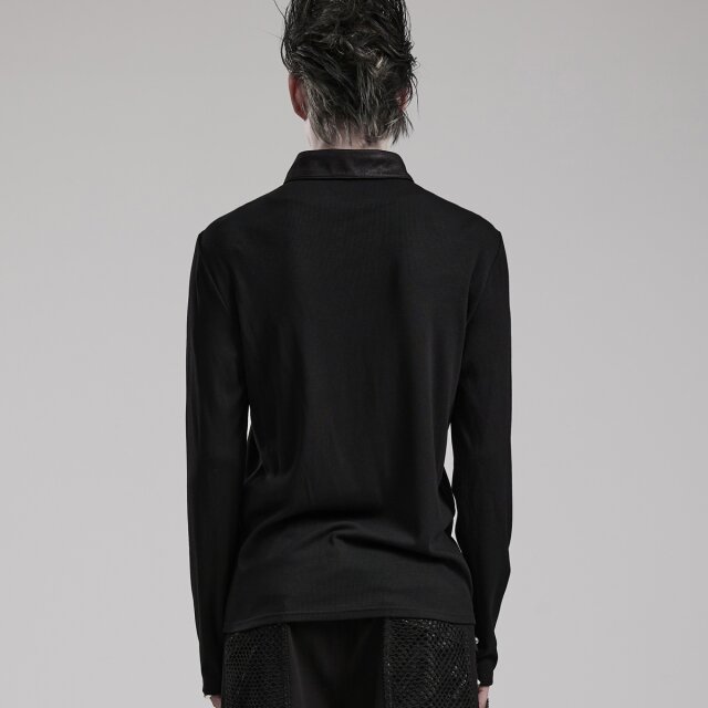 Punk Rave Longsleeve Son of Riva mit Kunstleder Schulterpartie