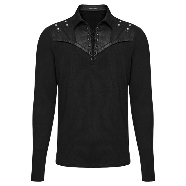 Punk Rave Longsleeve Son of Riva mit Kunstleder Schulterpartie