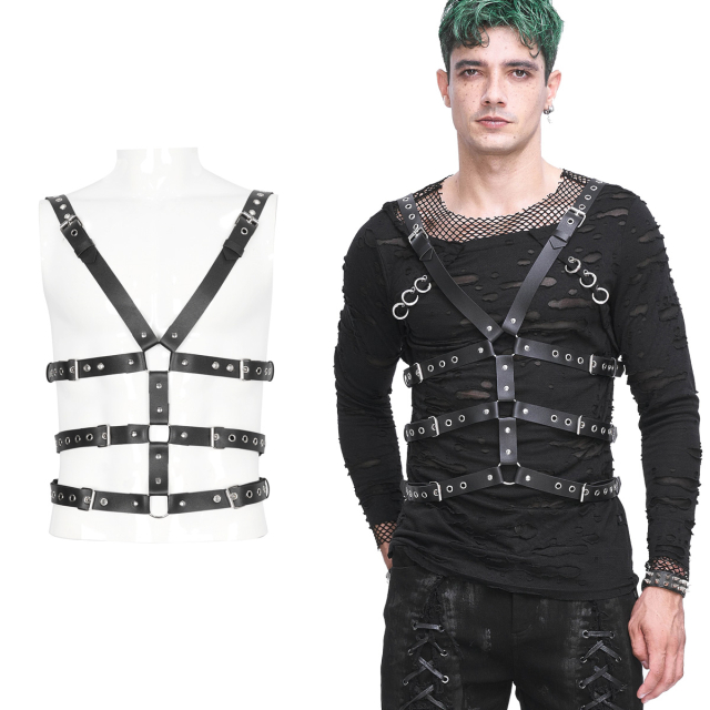 Devil Fashion upper body harness (AS176) made of soft faux leather for a masculine fetish gothic look