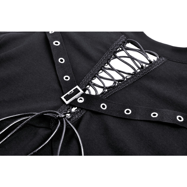 Long sleeve punk shirt Frequency with cut-outs and straps