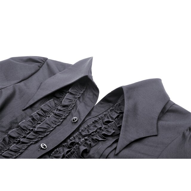 Victorian-Goth Rüschenbluse Avalon schwarz oder violett-rot schwarz-L