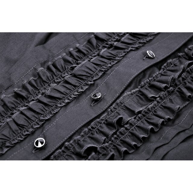 Victorian-Goth Rüschenbluse Avalon schwarz oder violett-rot schwarz-L