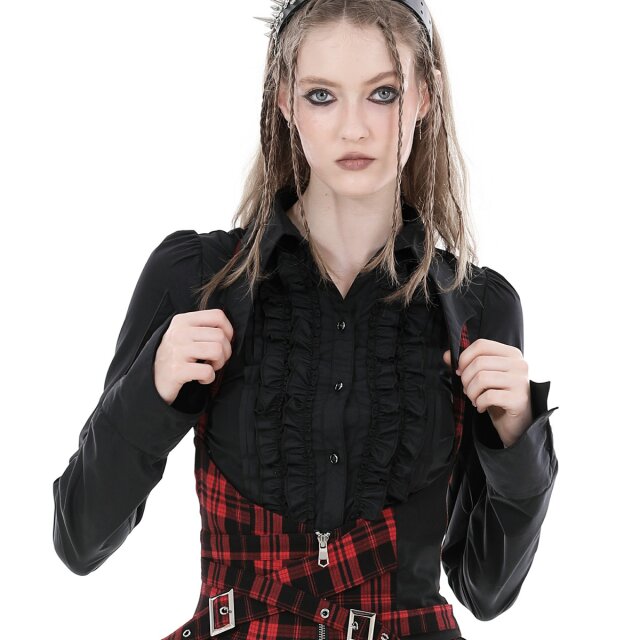 Victorian Goth frill blouse Avalon black or purple-red black-