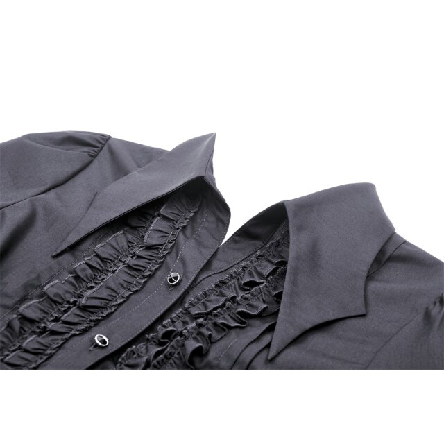 Victorian Goth frill blouse Avalon black or purple-red black-