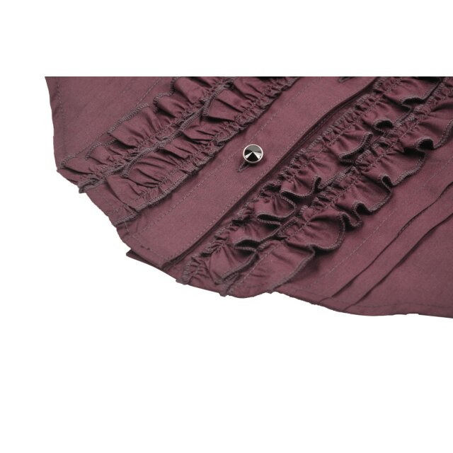 Victorian-Goth Rüschenbluse Avalon schwarz oder violett-rot violett-rot-L