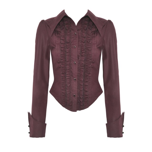 Victorian-Goth Rüschenbluse Avalon schwarz oder violett-rot violett-rot-L