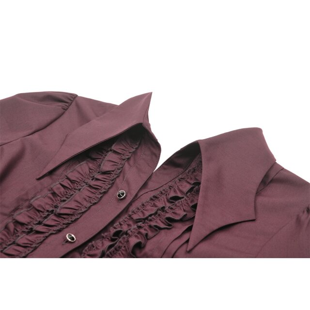 Victorian-Goth Rüschenbluse Avalon schwarz oder violett-rot violett-rot-L