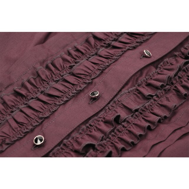 Victorian-Goth Rüschenbluse Avalon schwarz oder violett-rot violett-rot-L