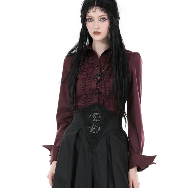 Victorian Goth frill blouse Avalon black or purple-red violet-red-