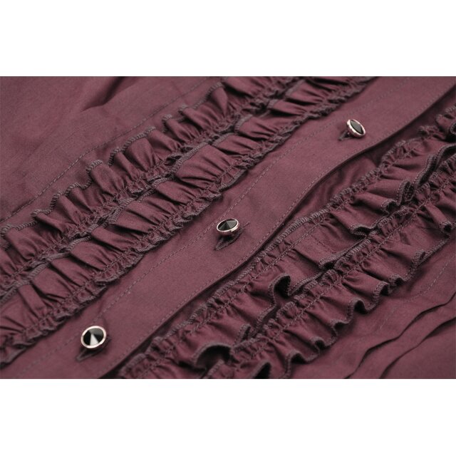Victorian Goth frill blouse Avalon black or purple-red violet-red-