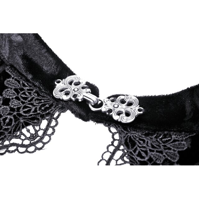 Gothic Samt-Shirt Veiled Sins mit Stehkragen L