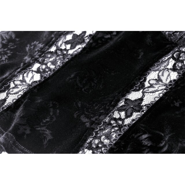 Gothic Samt-Shirt Veiled Sins mit Stehkragen L