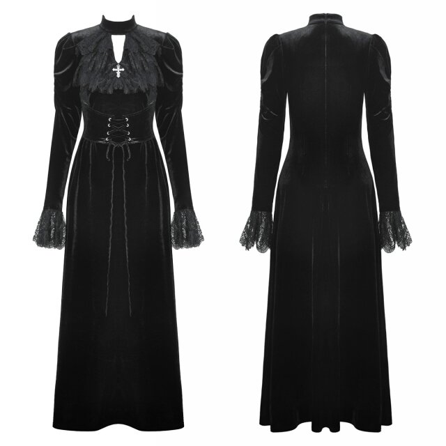 Langes Gothic Samtkleid Magica Oscura XXL