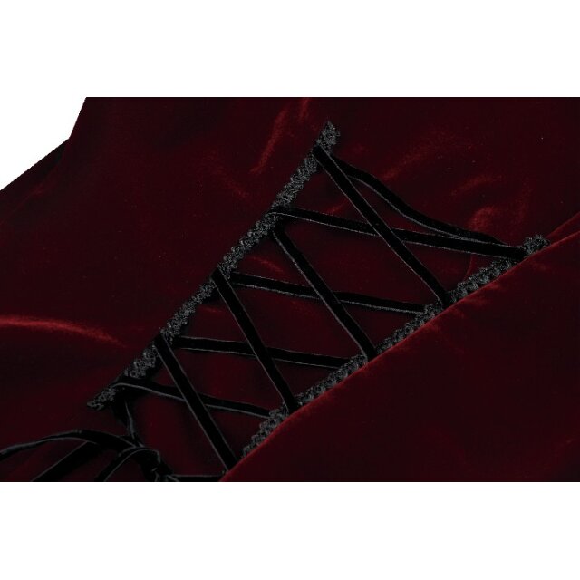 Rote Victorian-Goth Samtjacke Vampires Kiss mit schwarzer Spitze M