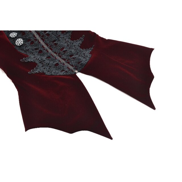 Rote Victorian-Goth Samtjacke Vampires Kiss mit schwarzer Spitze S