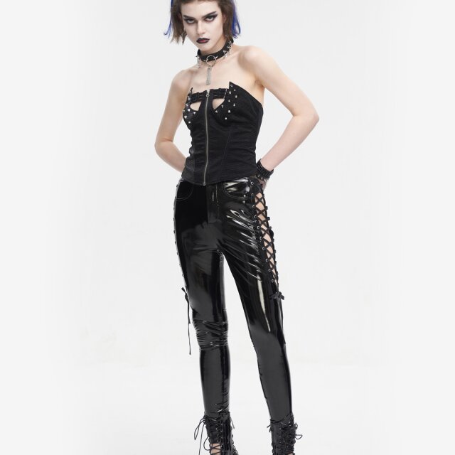 Devil Fashion Lackhose Miss Bliss mit Schnürung L