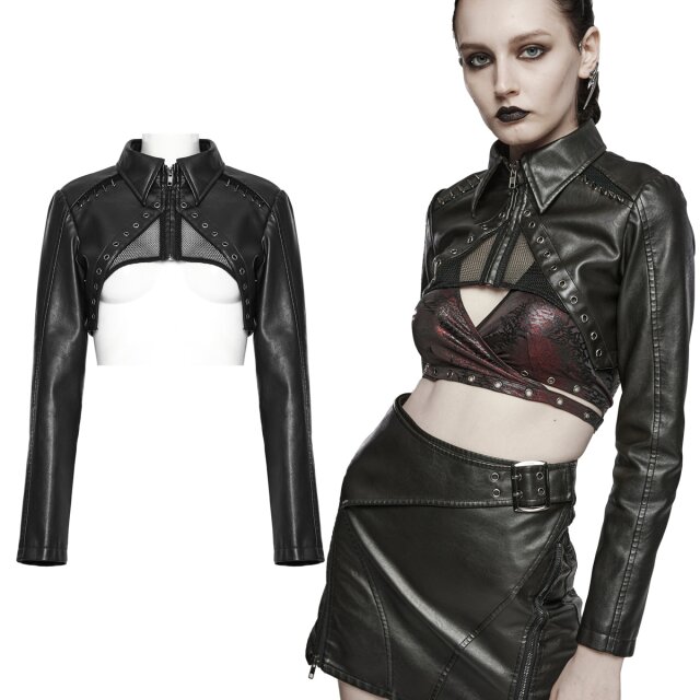 PUNK RAVE Kunstleder Gothic Bolero (WY-1568BK) mit...
