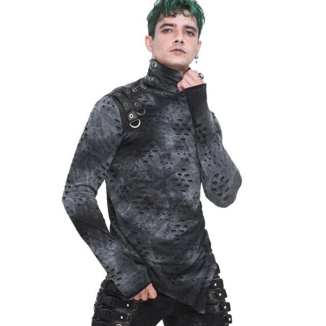 Postapocalypse punk shirt Agonize grey-black with turtleneck