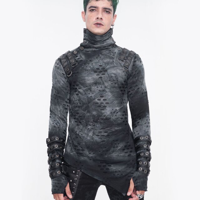 Postapocalypse punk shirt Agonize grey-black with turtleneck