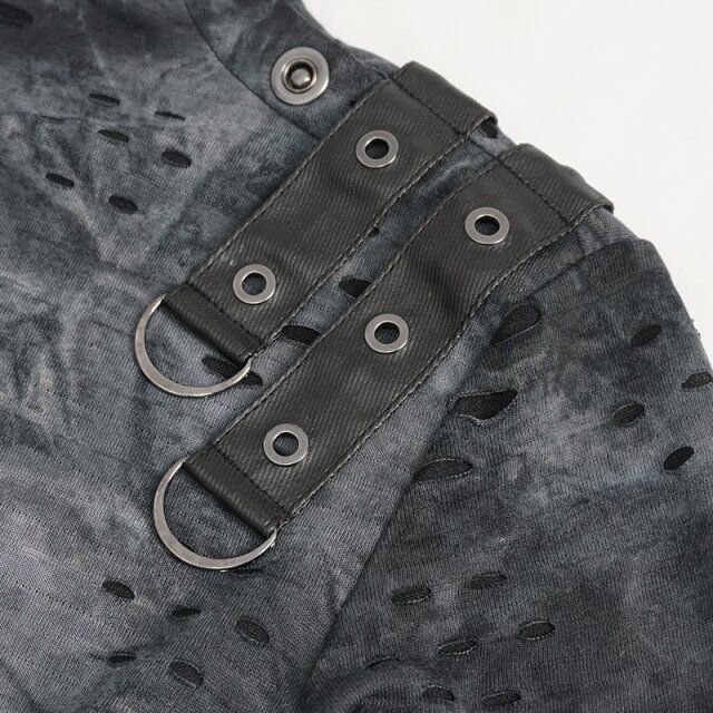 Postapokalypse Punk Shirt Agonize grau-schwarz mit Rollkragen XL