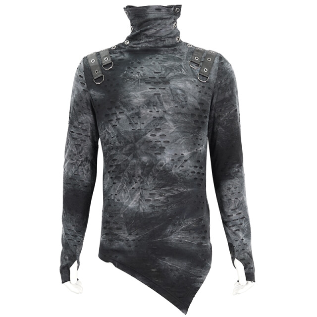 Postapokalypse Punk Shirt Agonize grau-schwarz mit Rollkragen XL